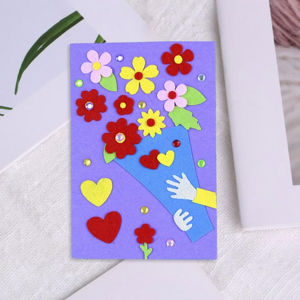 Kits para hacer tarjetas de felicitación DIY, tarjetas de felicitación para el día de la madre, tarjetas de felicitación hechas a mano para niños en Púrpura