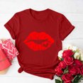 thumbnail image 2 of RKSTN Hauts pour Femmes 2024 Printemps Été Imprimé Graphique Col Rond Manches Courtes Hauts Saint-Valentin Couleur Unie Blouse Ample Décontractée, 2 of 4