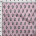 thumbnail image 3 of oneOone Cotton Poplin Pastel Pink Fabric Leaves & Floral Block Sewing Material Print Fabric By The Yard 56 Inch Wide, 3 of 4