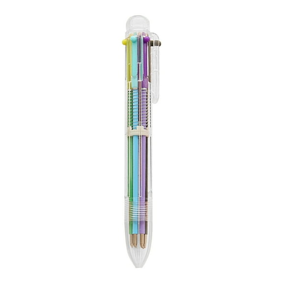 Fdelink Bullet Ballpoint Pen,0.5Mm Multi Color Pen,Bullet Type 0.5 Transparent Multicolor Ballpoint Pen Pressing 6 Color Pen(30Ml),Press Pen,1X Oil Pen Ballpoint Pen 6 Colors