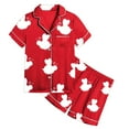 thumbnail image 4 of Ensemble de Pyjama Classique en Satin pour Filles, Imprimé Abeille, Manches Courtes, Haut et Short, Pyjama Rouge Bébé 2 Ans-3 Ans, 4 of 4