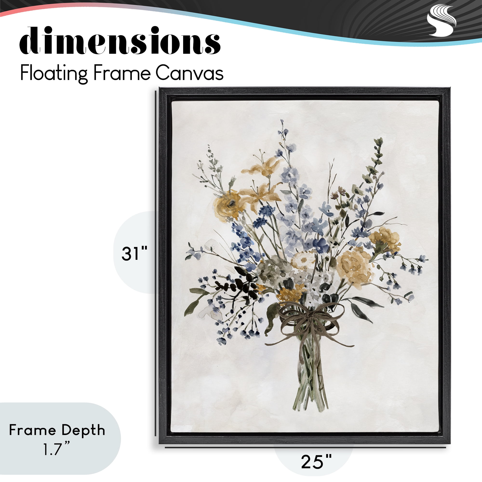 Stupell Industries Delicate Botanicals Bushel Black Framed Floater Canvas Wall Art, design by Carol Robinson