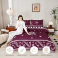 thumbnail image 3 of Homewish Bohemian Exotic Themed Twin Comforter Sets,Rustic Paisley Print Bedding Set,Purple,Black Reversible,2pcs,1 Comforter and 1 Pillowcase, 3 of 7