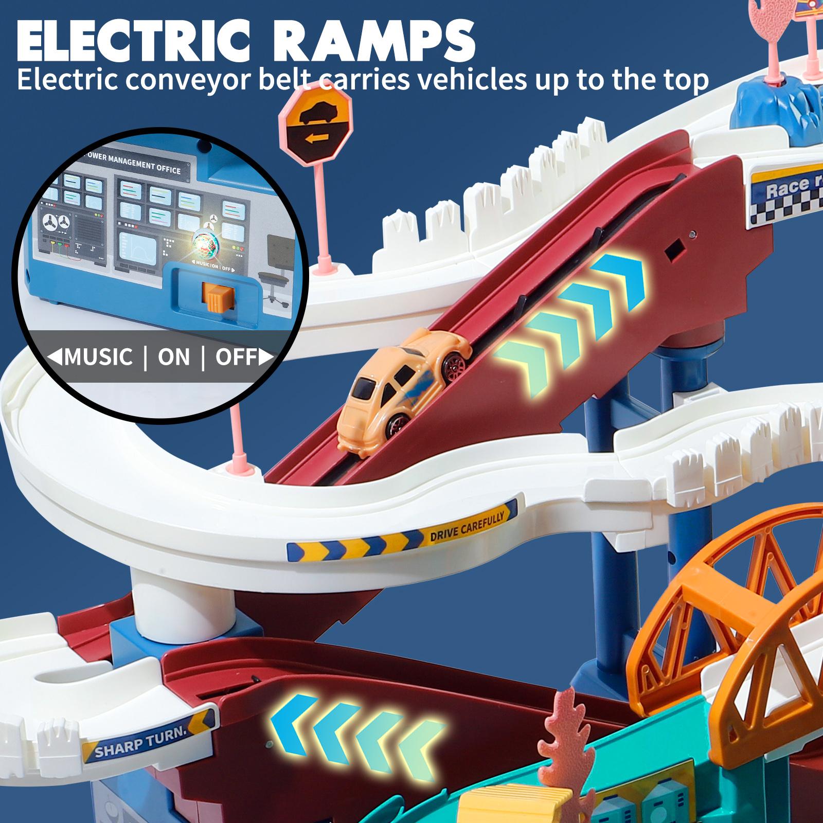 NETNEW Dinosaur Race Track Playset with 4 Mini Racers photo 6