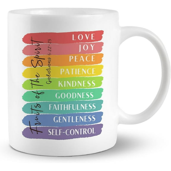 Fruit of the Spirit Coffee Mug, Christian Gifts for Women, Christian Coffee Mugs for Women, Inspirational Coffee Mugs for Women, Spiritual Religious Gifts for Women,11oz White Painted Mugs