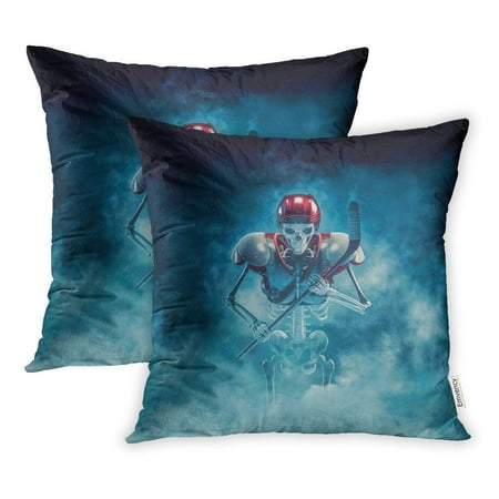 - USART The Phantom Hockey Player 3D of Scary Skeleton Ice Stick Helmet and Shoulder Pillowcase Cushion Cases 20x20 inch Set of 2