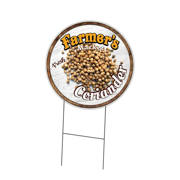 SignMission C-24-CIR-DS-WS- Coriander 24 in. Double Sided Corrugated Circular Plastic Sign - Farmers Market Coriander