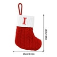 thumbnail image 3 of Mini Red Knit Stocking, Initial Monogram Embroidered Christmas Stocking, Family Fireplace Hanging Ornament Xmas Holiday Decor, I, 3 of 3