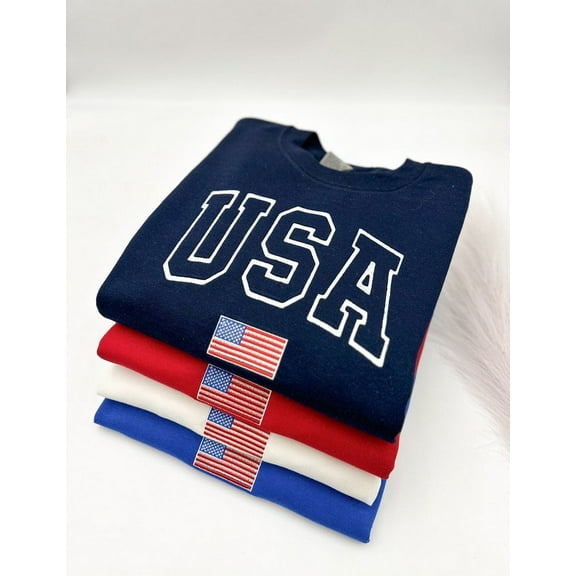 USA Flag Embroidered Sweatshirt