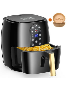 Air Fryer, 5.2QT Air Fryer Oven Oilless Cooker, 5-in-1 Hot Air Fryers with Digital LED Touch Screen, 5 Preset Cookings, Dishwasher-Safe Basket, Including Air Fryer Paper Liners 50PCS