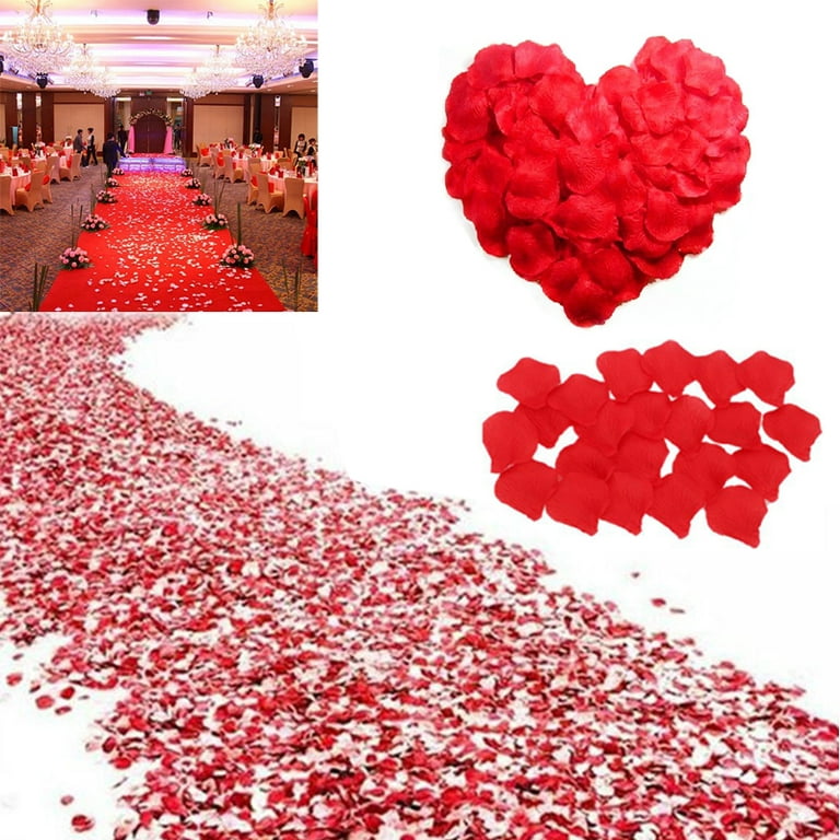 1000pcs Lifelike Artificial Silk Red Rose Petals Decorations for