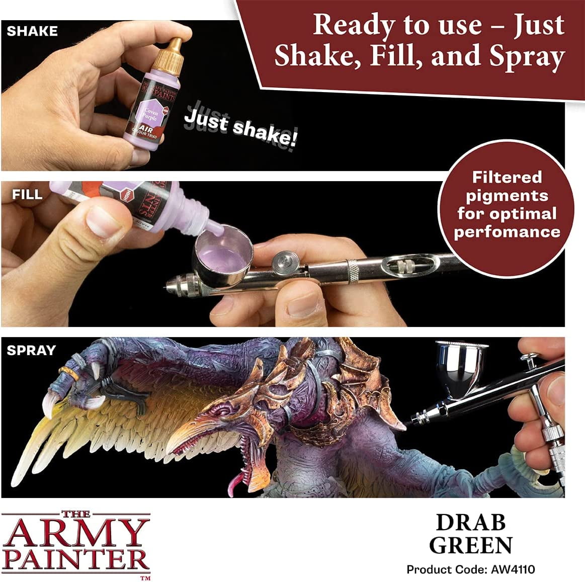 The Army Painter Warpaints Air – Airbrush Farbe Drab Green, Vorverdünnt