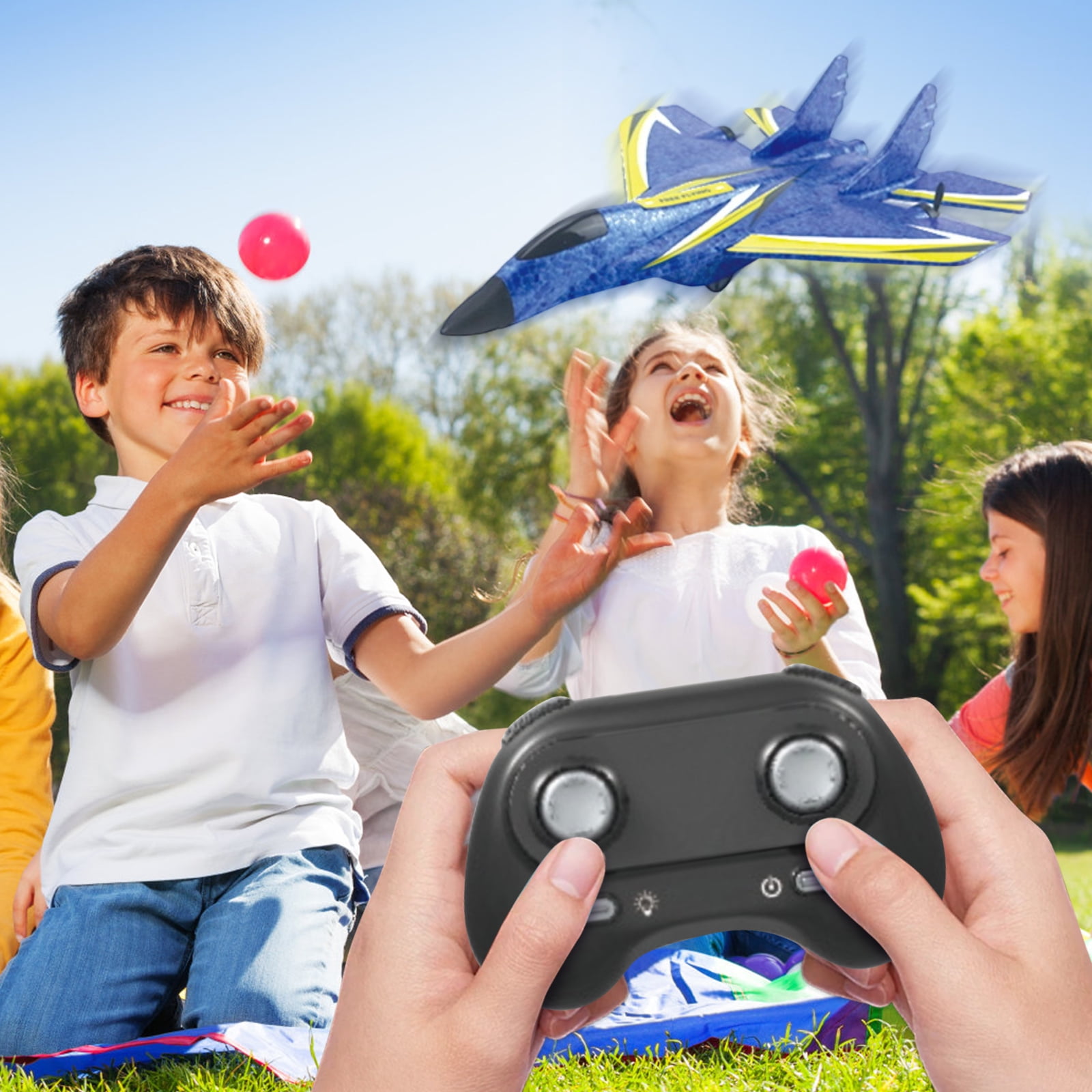 Remote Control Airplane, Gravity Glider Foam Rc Fighter With 2 Spare Propellers, 1 Battery 1 Charger For Kids S Outdoor Play