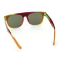 thumbnail image 7 of Kids Size Tie Dye Color Flat Top Shield Horn Rim Plastic Sunglasses Red Green - Orange Mirror, 7 of 7