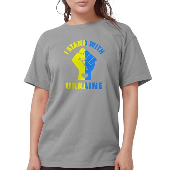 CafePress - I Stand With Ukraine Pride Ukrainian Flag T Shirt - Womens Comfort Colors® Shirt