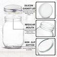 thumbnail image 3 of Glass Regular Mouth Mason Jars, 16 oz Clear Glass Jars with Silver Metal Lids ( 2-PACK), 3 of 5
