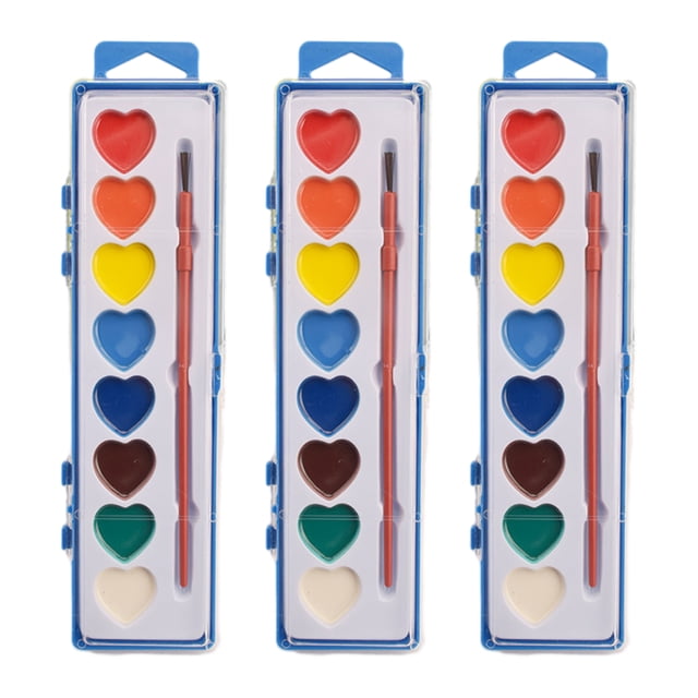 Juego de acuarelas con forma de corazón de 8 colores, lavables, con pincel, ideal como regalo para actividades artísticas, fiestas, manualidades y más.