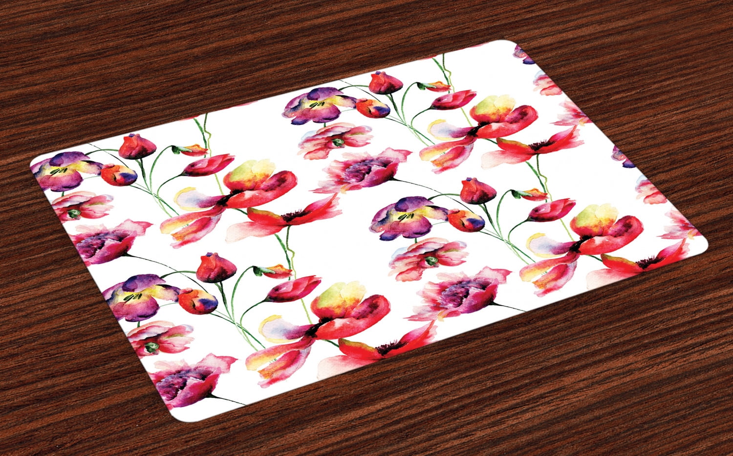 Tulip Placemats Set of 4 Pastel Colored Blooming Grungy Uneven Tulip