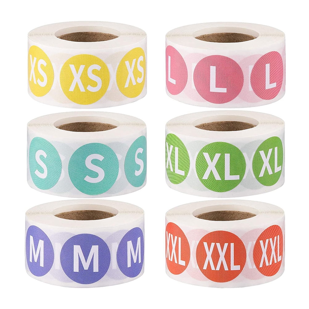 Miangastore 6 Rolls Self Adhesive Size Labels Round Clothing Size Stickers for Clothing Retail