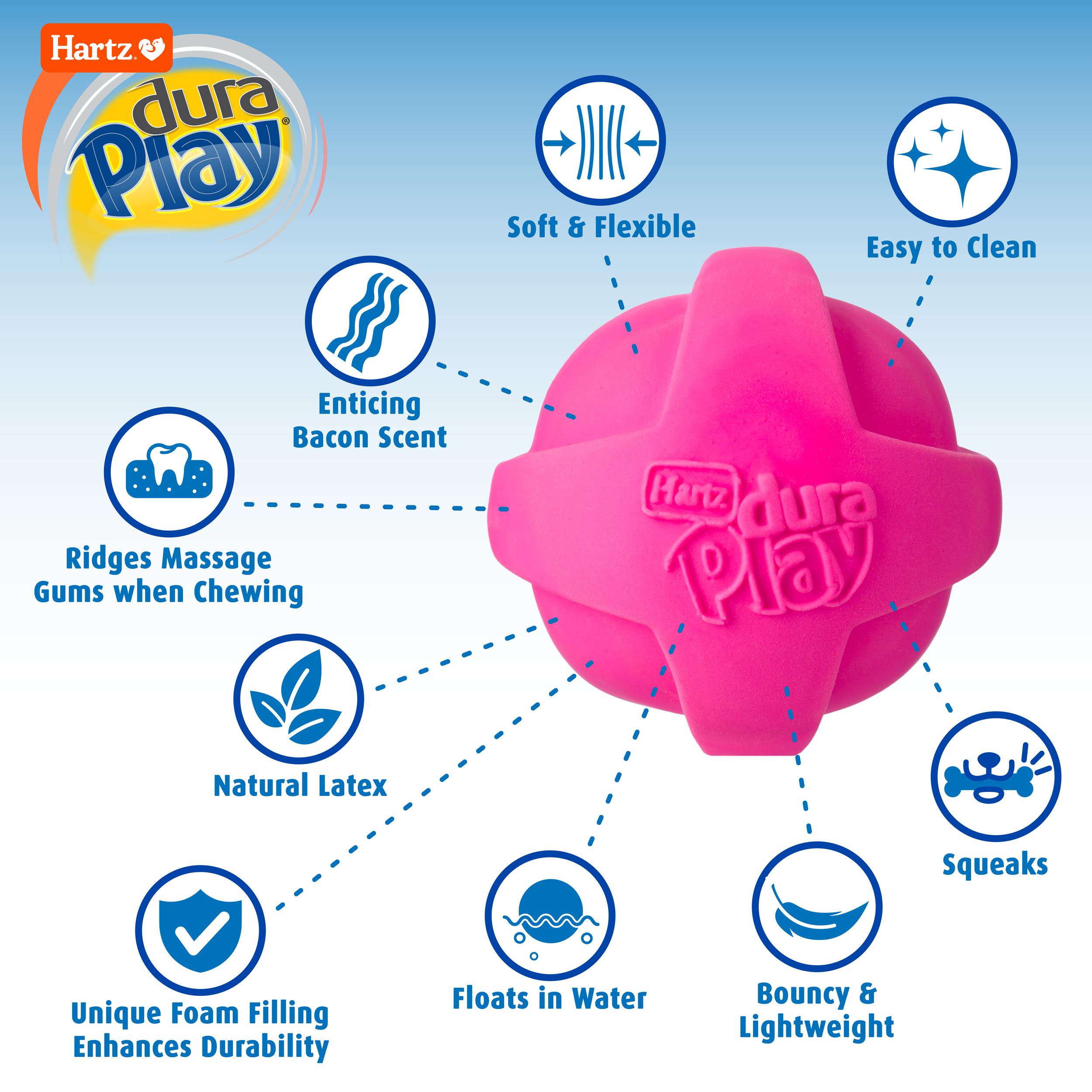 Hartz Dura Play Small Ball Dog Toy with Bacon Scent, 3 Pack photo 2