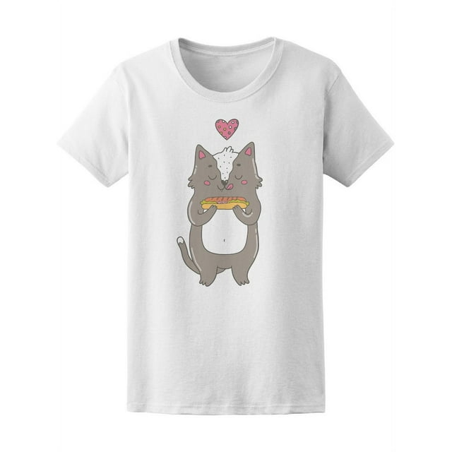 Playera Para Mujer - Ilustracion Gato Con Hotdog Smartprints T-shirt