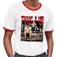 thumbnail image 2 of Horror Halloween Thug Life Ringer Tee Shirt Unisex Large White/Red, 2 of 5