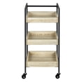 thumbnail image 4 of Topcobe 3 Tier Rolling Storage Cart for Bathroom Laundry Room, Modern Mobile Serving Cart for Kitchen Living Room, Storage Shelving Unit for Bedroom Dorm with Universal Wheels, Wood Color, 4 of 8