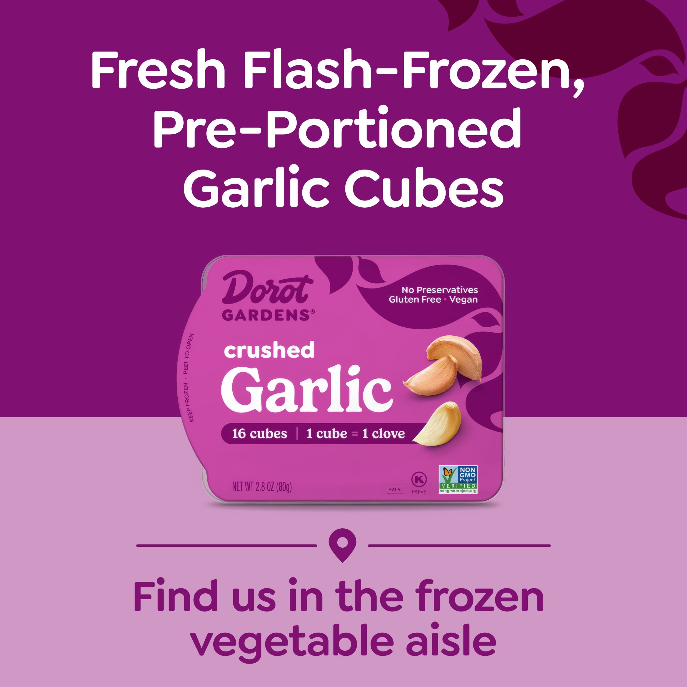 Dorot Crushed Garlic Frozen, 16 Count