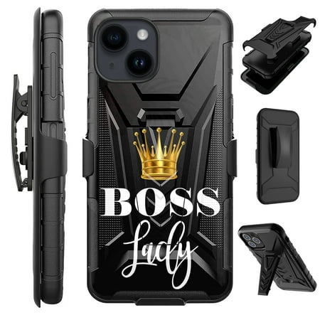 Compatible with iPhone 14 Plus 6.7" Hybrid Luxguard Holster Phone Case Cover (Boss Lady Crown)