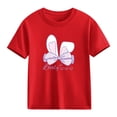 thumbnail image 7 of Piuwrlz 11-12 Years Girls Short T-Shirts Sleeve Teen Graphic Shirts Tops Crew Neck Bow-knot Pullover Red Size 11-12 Years, 7 of 7