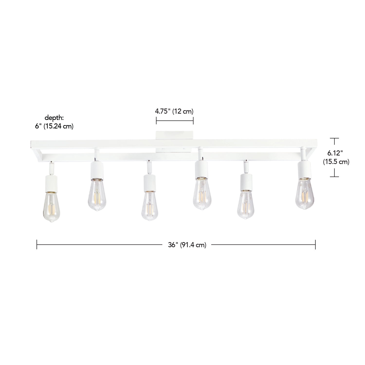 Globe Electric Farmhouse Style 36" 6-Light Matte White Track Light Pivoting Track Heads
