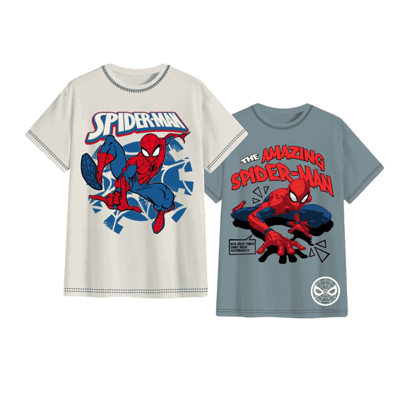 Marvel Spider-Man Graphic Short Sleeve T-Shirt Set, Little & Big Boys, 2-Pack, Sizes 4–12