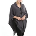 thumbnail image 2 of SWSMCLT Women's Knit Poncho Cardigan Sweater Solid Knitted Adult Mexican Poncho Wrap Winter Fall Soft Shawl Asymmetrical Cape Sweater Toggle Tassel Fringe Crochet Dark Grey One Size, 2 of 4