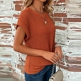 thumbnail image 4 of Kukoosong Women's Crew Neck Short Sleeve Knit Crop Top with Asymmetrical Side Twist in Solid Color for Casual Loose Fit Comfortable Everyday Wear, 4 of 6