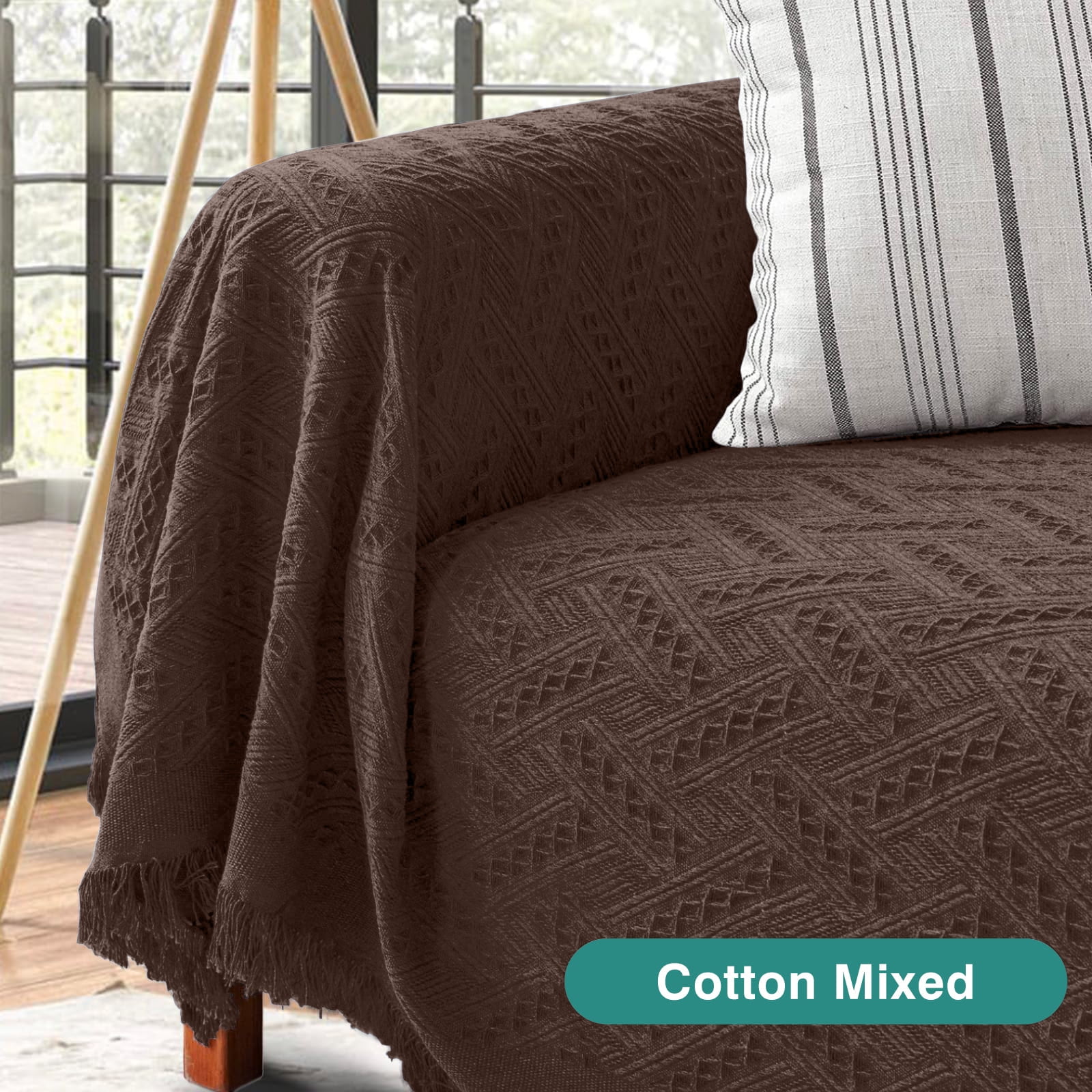 Sanmadrola Sofa Cover, Couch Covers for 3 Cushion Couch Sofa, Sectional Couch Covers for L Shaped Couch Cover, Living Room Sofa Throws Sofa Slipcovers for Pets, Kids (71"x 134",XL Sofa, Coffee Brown)