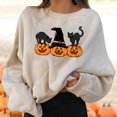 thumbnail image 2 of Women Oversized Halloween Hoodies Pullovers Graphic Print Round Neck Long Sleeve Sweatshirt Beige Hoodies for Women, 2 of 6