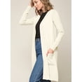 thumbnail image 3 of Made by Johnny Women's Essential Long Sleeve Solid Open Front Long Knited Cardigan Sweater with Pocket for Women S IVORY, 3 of 6