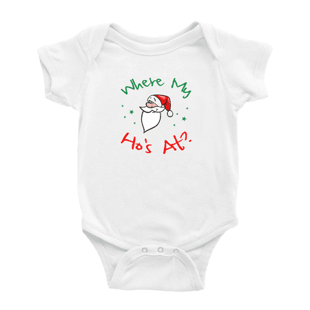 

Where My Ho s At Christmas Funny Baby One-pieces For Boy Girl Unisex