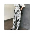 thumbnail image 4 of Ins Style Stylish Cartoon Print Drawstring Pants Elastic Waist Hip Hop Long Pants Women Harajuku High Waist Casual Trousers, 4 of 6
