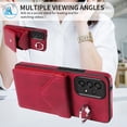 thumbnail image 6 of for Samsung Galaxy A53 5G PU Leather Back + TPU Frame Rugged Case, Classic 360 Rotating Ring Kickstand Card Slots Shoulder Strap Drop Protective Slim Fit Shockproof Phone Case Cover, Red, 6 of 12