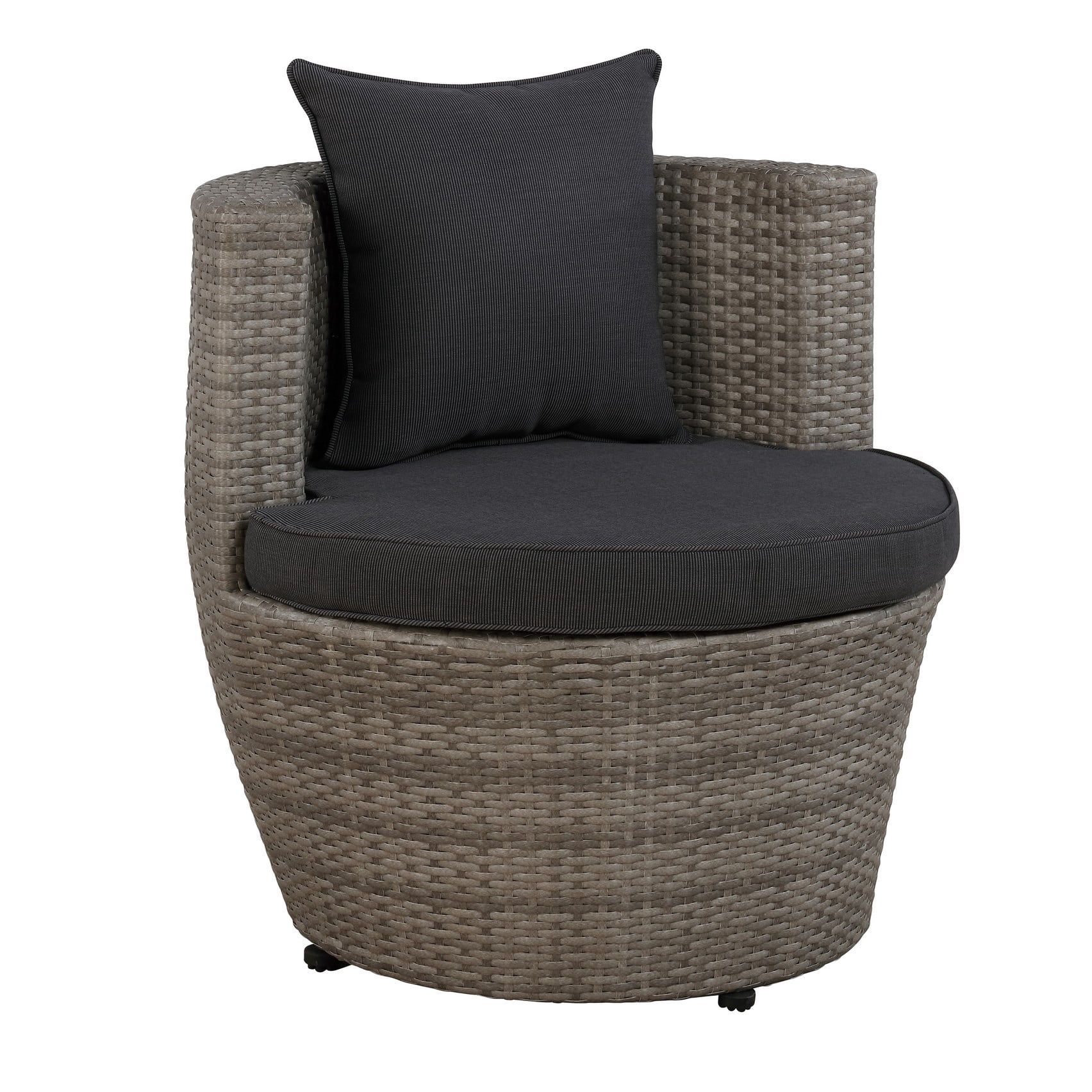 Alaterre 2-Person Wicker Patio Set – 3-Piece Outdoor Furniture with Chairs & Glass Top Table, Gray