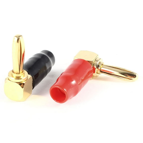 Unique Bargains 2 x Audio Speaker Wire Right Angle Banana Jack Connector Adapter Red Black