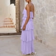 thumbnail image 4 of Miluxas Womens off Shoulder Halter Maxi Dress Sleeveless Backless Ruffle Cake Dresses Solid Flowy Swing Beach Vacation Outfits Purple, 4 of 9