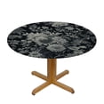 thumbnail image 3 of PIKWEEK Full Width Single-Sided Printing Black Brown Daisy Floral Block Print Flowers Decorative Round Tablecloth White, 3 of 8