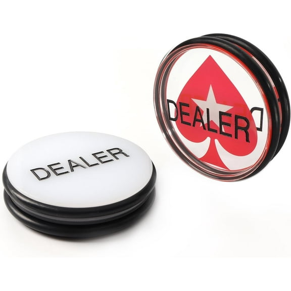GSE Games & Sports Expert 3" Casino Poker Dealer Puck Button for Gambling Card Games, Texas Hold'em, Poker Nights, Tournaments (2-Pack)