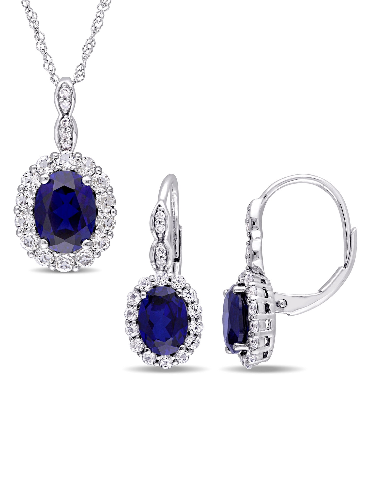 Tangelo 6 Carat T.G.W. Created Blue Sapphire, White Topaz and Diamond ...