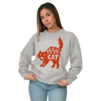 Vintage Halloween Scaredy Cat Cute Women Plus Size Crewneck Sweatshirt Brisco Brands 2X