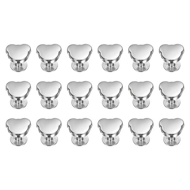 Uxcell 15 Pcs Metal Stud Rivets 10mm Bear Shape Decoration Screw Back Studs, Silver