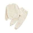 thumbnail image 2 of iiniim Kids Girls Fleece Winter Warm Sleepwear Set Pullover Tops And Pants for Toddler Flannel Loungewear Size 12M-14 Beige 12-18 Months, 2 of 7