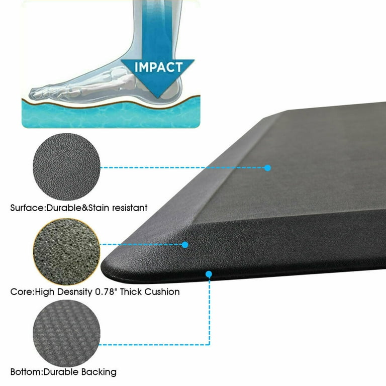  Anti Fatigue Mat - Floor Mat with Acupressure Massage Dots (XL,  Black) - Ergonomic Design Standing Desk Mat- Soft & Durable Standing Mat  for Standing Desk - Memory Foam Mat for